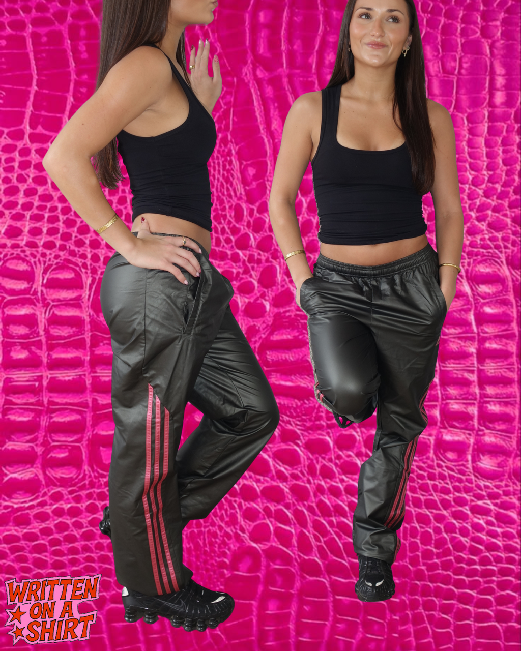 ADIDAS GREY METALLIC AND HOT PINK SPRAY PANTS ✮✮ ESTIMATED AU XS / 6